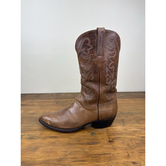 Vtg Lucchese 1883 Tan Burnished Ranch Hand Cowhide Cowboy Boots Mens 10 E Wide main image 15